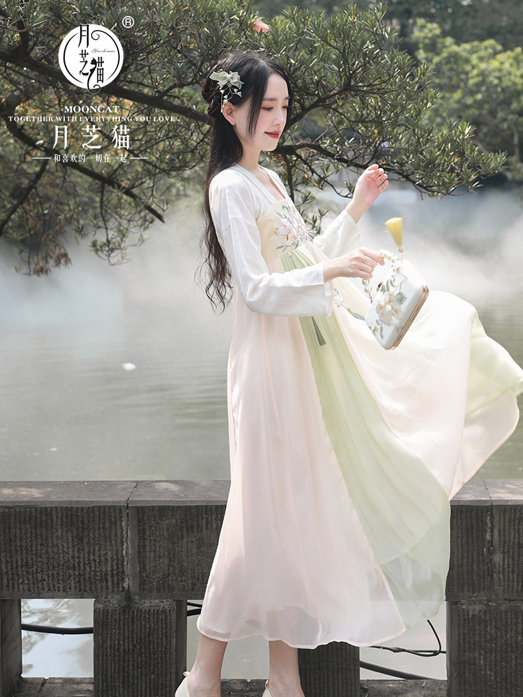 月芝猫【百花洲】秋冬汉服女齐胸襦裙中国风改良汉元素连衣裙古装