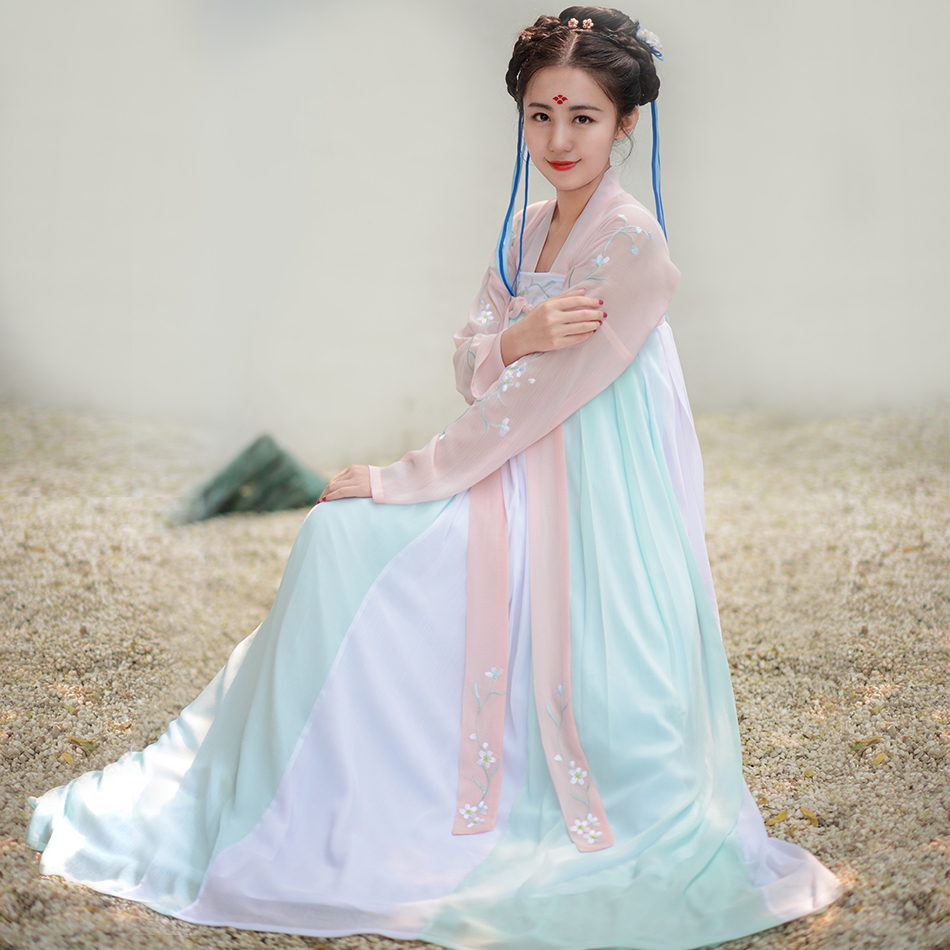 [如梦霓裳]汉服女装 齐胸襦裙[天香(十一]原创樱花刺绣花超大摆裙