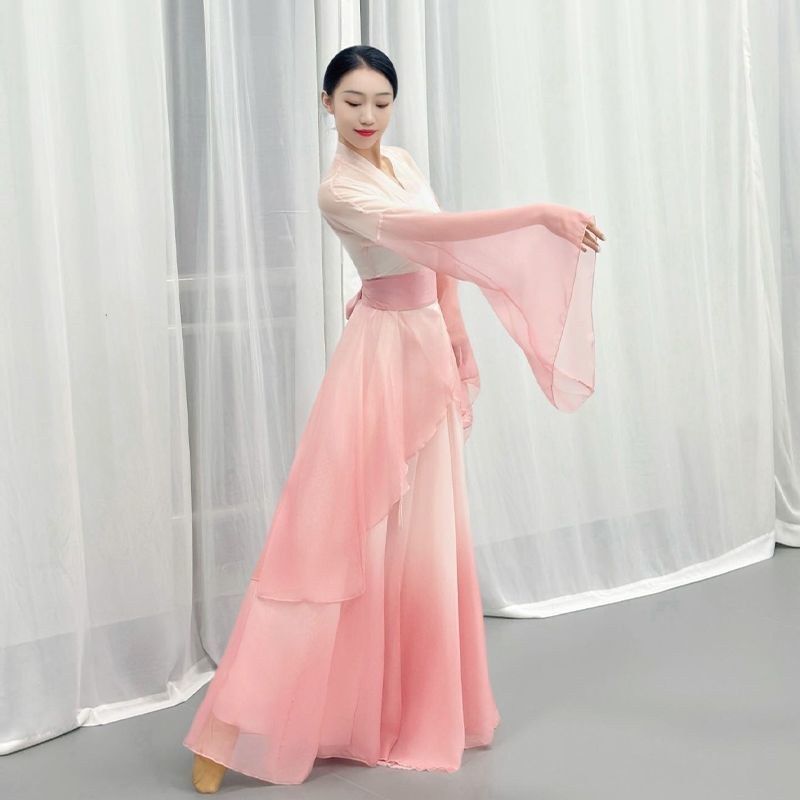 古典舞蹈服装舞蹈飘逸中国仙气舞身身韵练功纱衣新款套装演出服