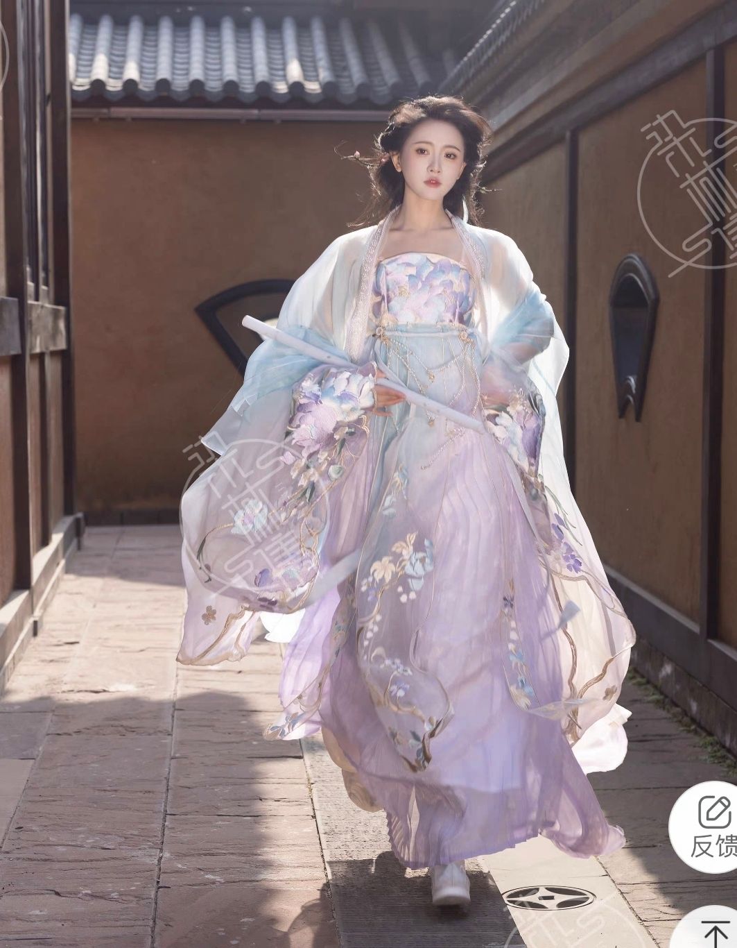 醉花阴【长安花尽】异色款蓝紫色绣花仙女风套装 2024新款汉服