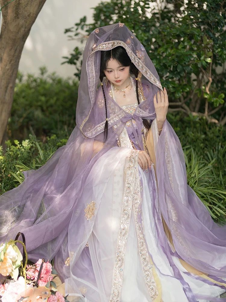 山海记【小殿下】华丽唐风齐胸裙刺绣大袖斗篷华丽汉服日常超仙