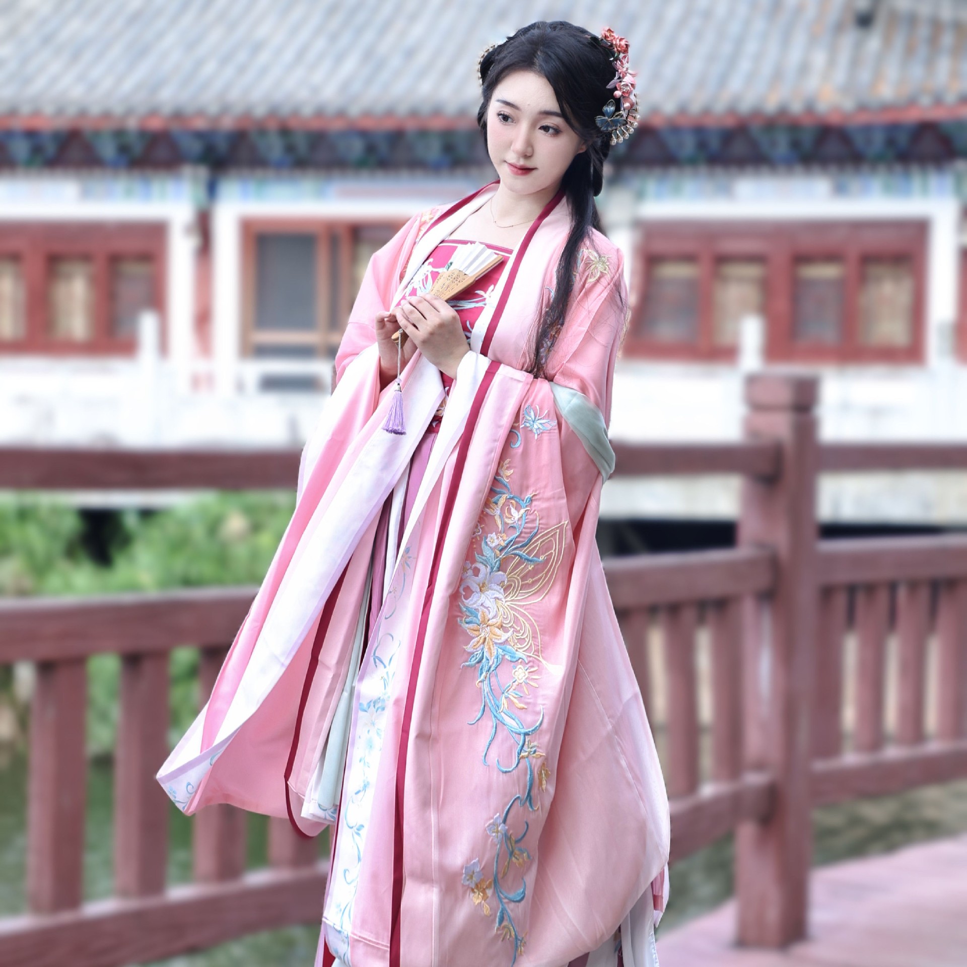 墨山古韵【兰花百合】汉服女新品宋制齐腰重工刺绣中国风春夏秋款